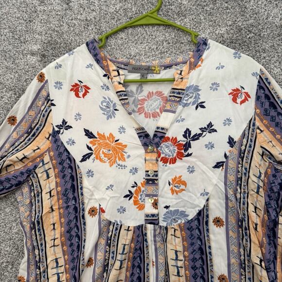 Figueroa & Flower Boho Peasant Top XL Patchwork Folk Flowy Festival Hippie - Picture 6 of 10